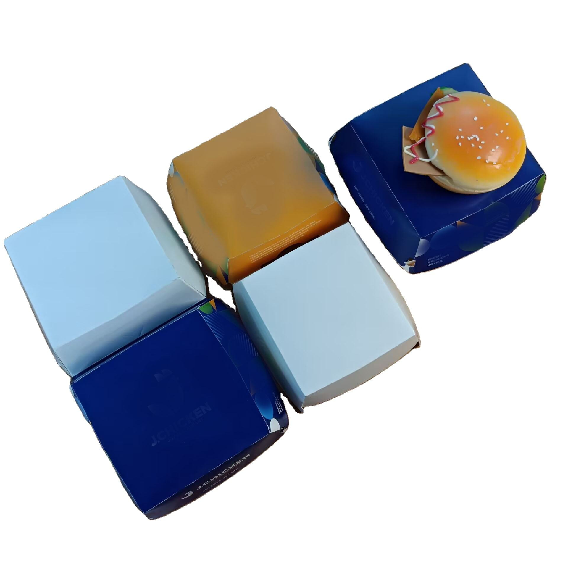 Eco-Friendly Coated Paper Rigid Hamburger Box with Matt Lamination & Embossing Food Grade Packaging