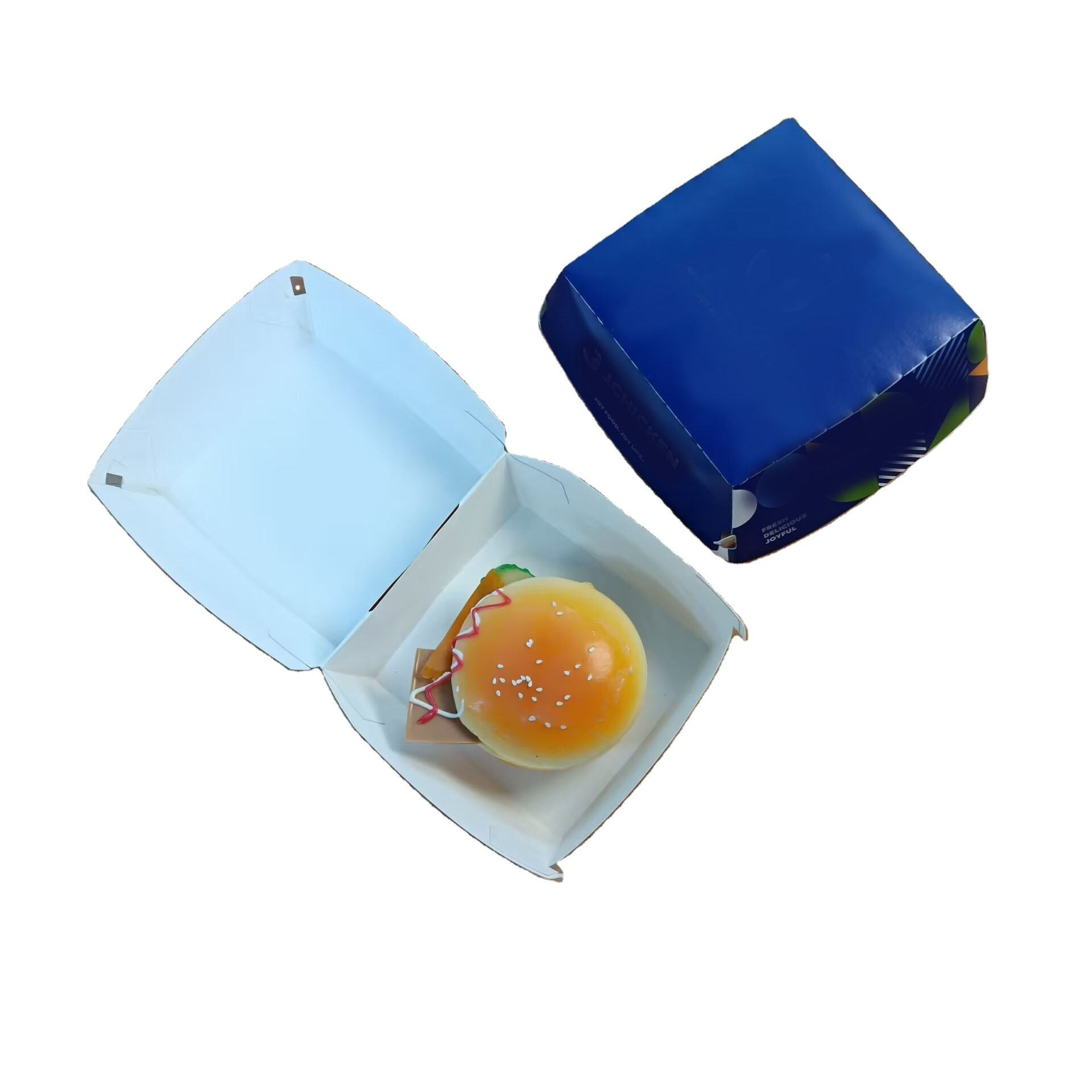 Eco-Friendly Coated Paper Rigid Hamburger Box with Matt Lamination & Embossing Food Grade Packaging