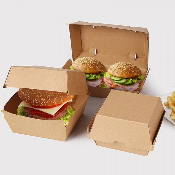 Takeaway Burger Packaging Box Custom Printed Corrugated Food Hamburger Snack Box