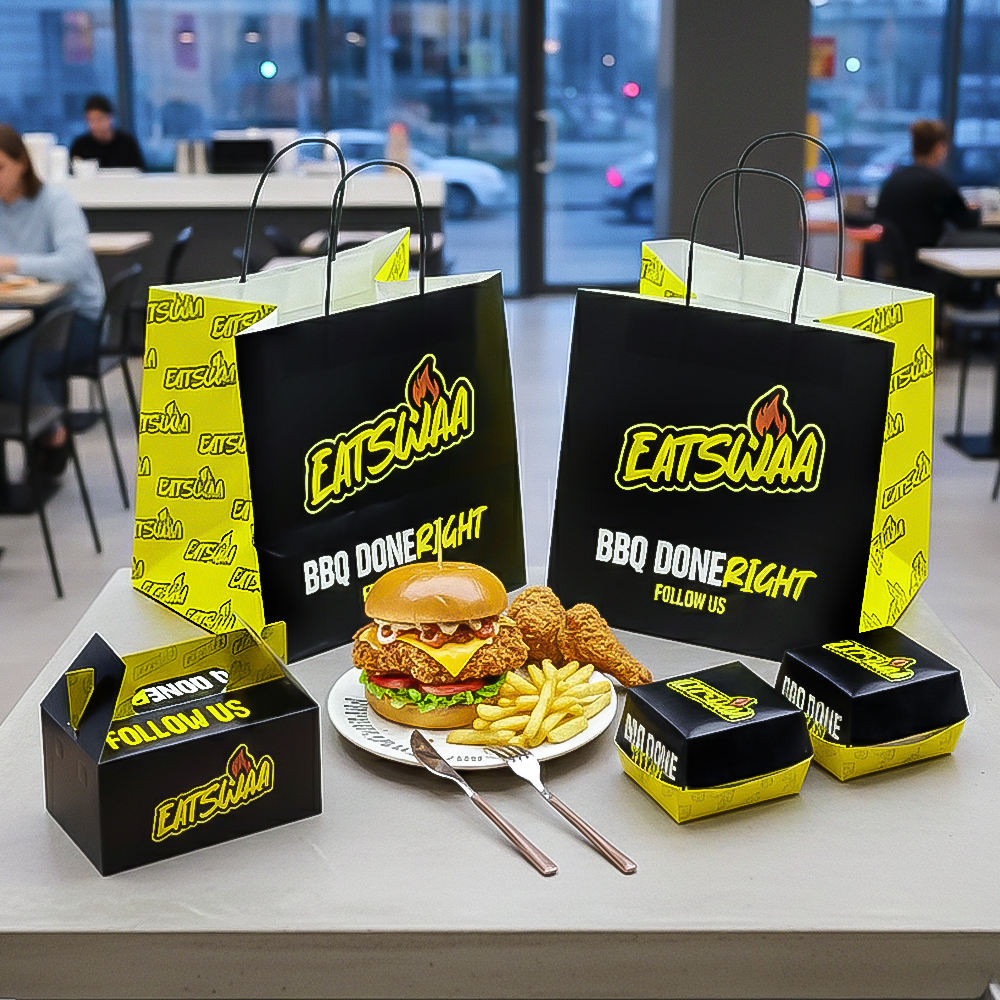 Eco-Friendly Disposable Kraft Paper Bags For Burger Fries Fried Chicken & Fast Food Packaging