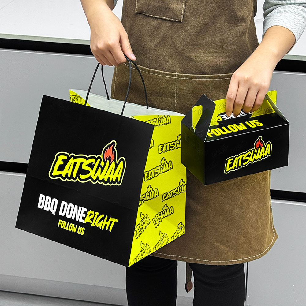 Eco-Friendly Disposable Kraft Paper Bags For Burger Fries Fried Chicken & Fast Food Packaging