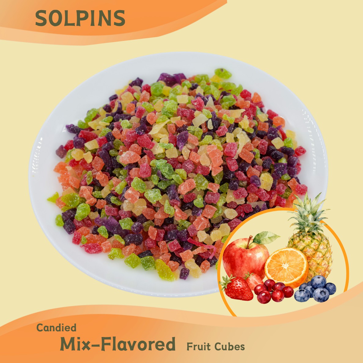 Candied Mix-Flavored Fruit Cubes