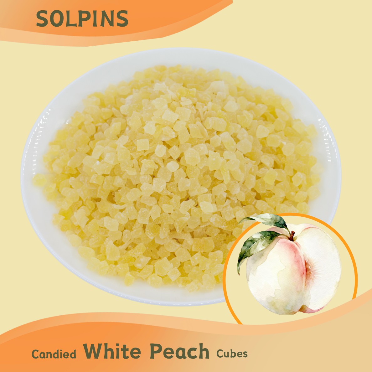Candied White Peach Cubes