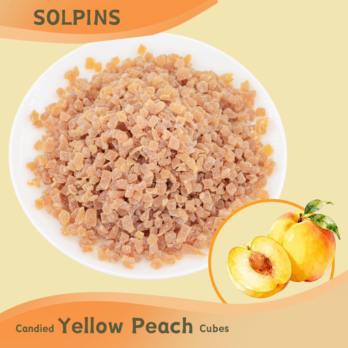 Candied Yellow Peach Cubes