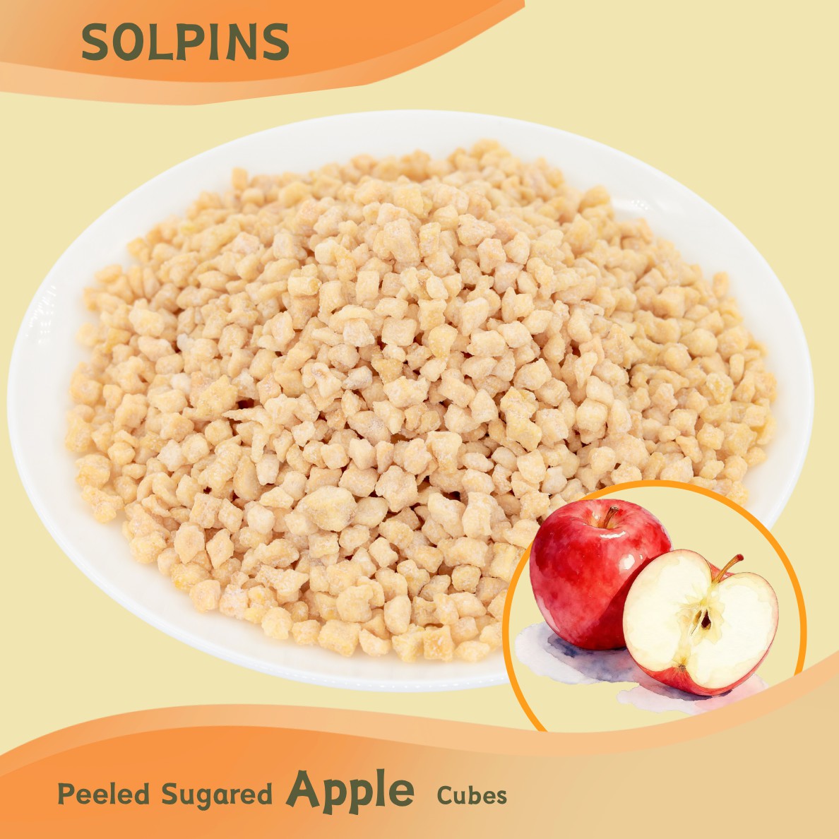 Peeled Sugared Apple Cubes 
