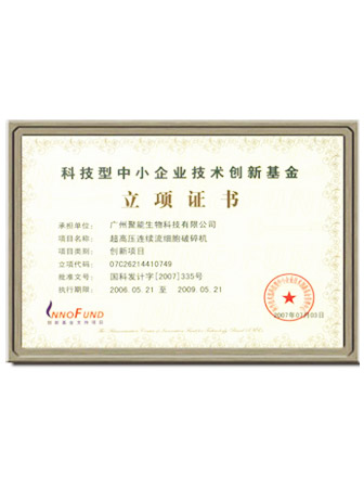 Technological Innovation Fund Project Approval Certification
