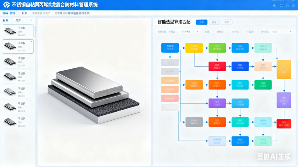 不锈钢自粘聚丙烯尼龙复合防霉材料选型管理系统