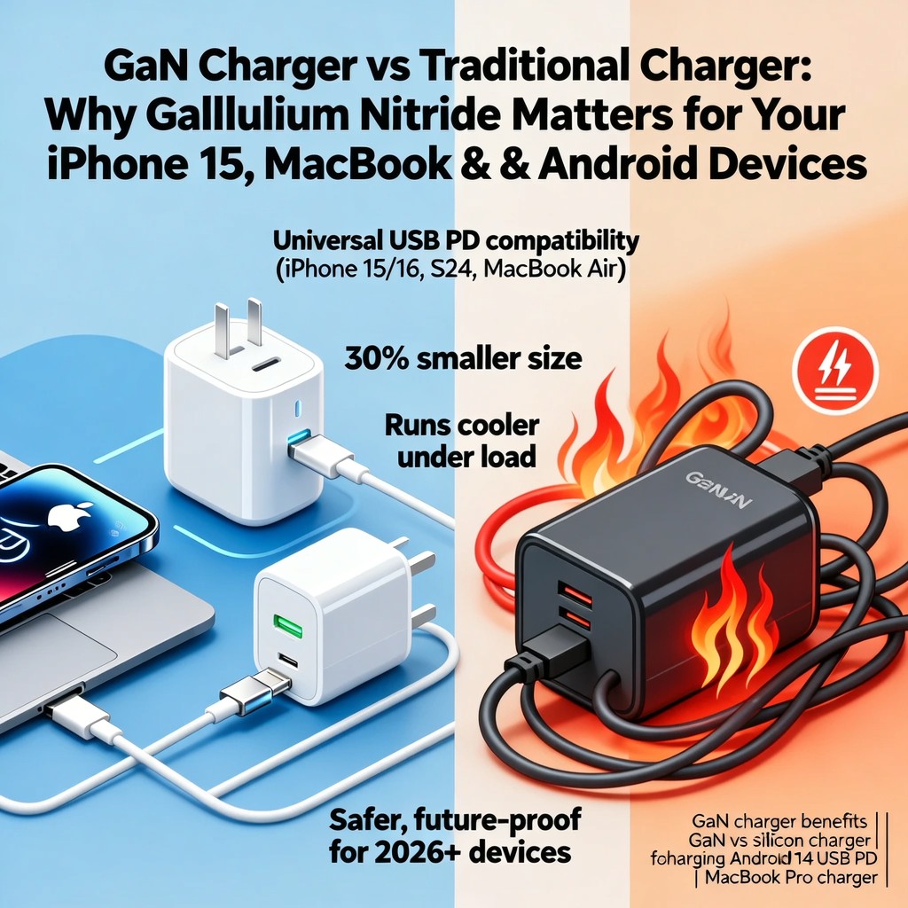 GaN Charger vs Traditional Charger: Why Gallium Nitride Matters for Your iPhone, MacBook & Android Devices