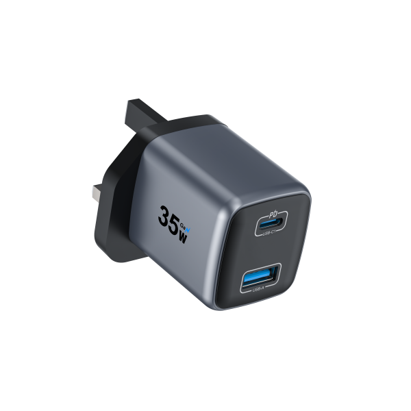 35W GaN Dual Port USB C Charger, PD 3.0 Fast Charging Wall Adapter with USB-A, Type G UK Plug for iPhone, Samsung, iPad, Travel & Bulk Wholesale