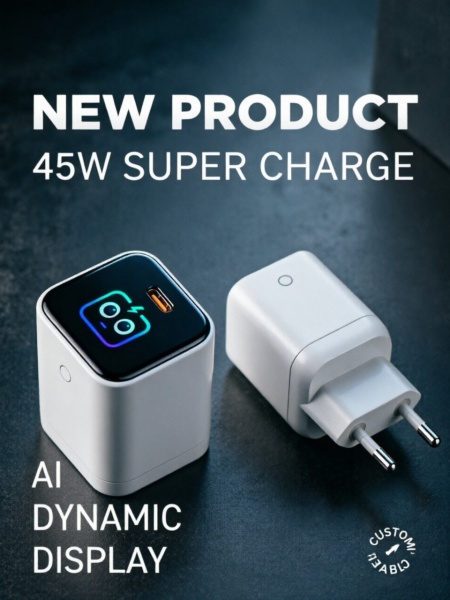 45W Super Fast Charger with AI Dynamic Display