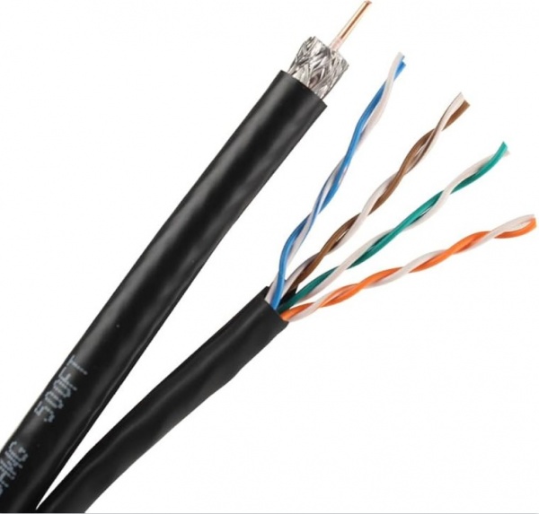 Coaxial RG59+CAT5e,RG6+CAT5e network cable Combo Composite Hybrid Cable