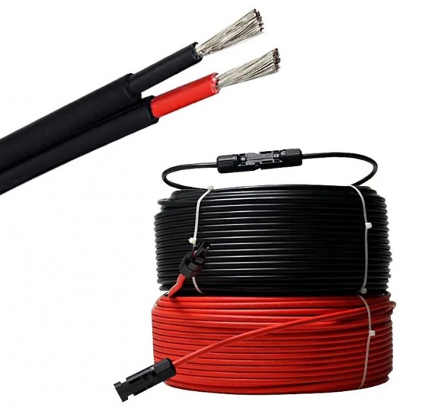 PV1-F Solar Cable 1.5mm² 2.5mm² 4mm² 6mm² Solar Panel Cable Photovoltaic Wire Red & Black Tinned Copper