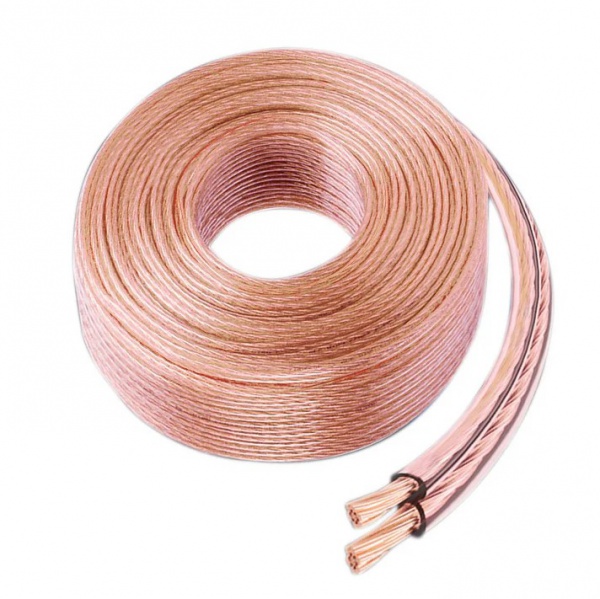 Stereo Transparent Clear Copper Clad Aluminum (CCA) Speaker Cable for Car & Computer Home Audio System Coil Spool