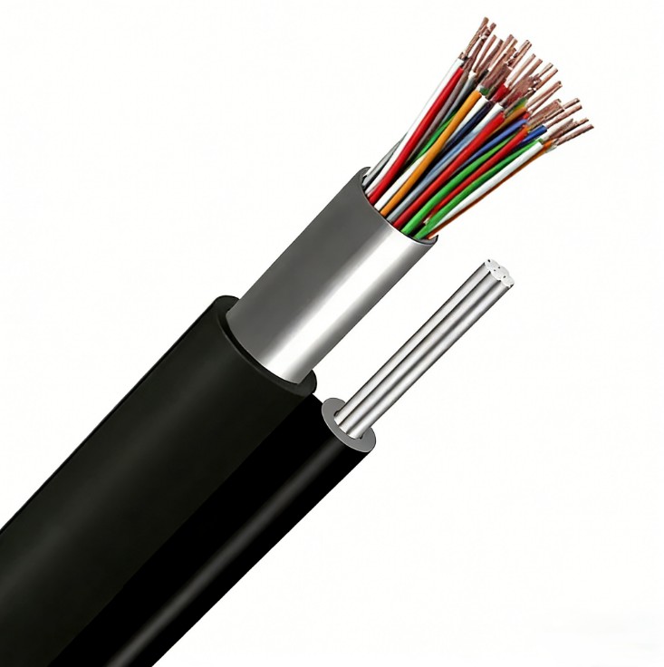 Self-supporting Multipair Data Cable 25 Pairs Outdoor Telephone Cables with Messenger Wire 