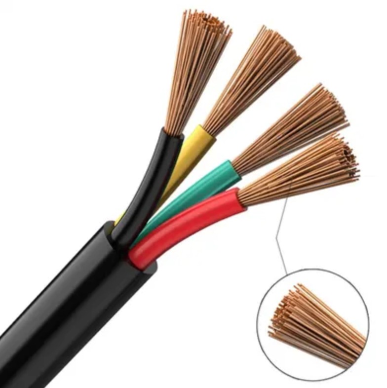 RVV 4Core 1.5mm² Flexible PVC Insulated Copper Cable 300/500V for Power House Electrical Wiring