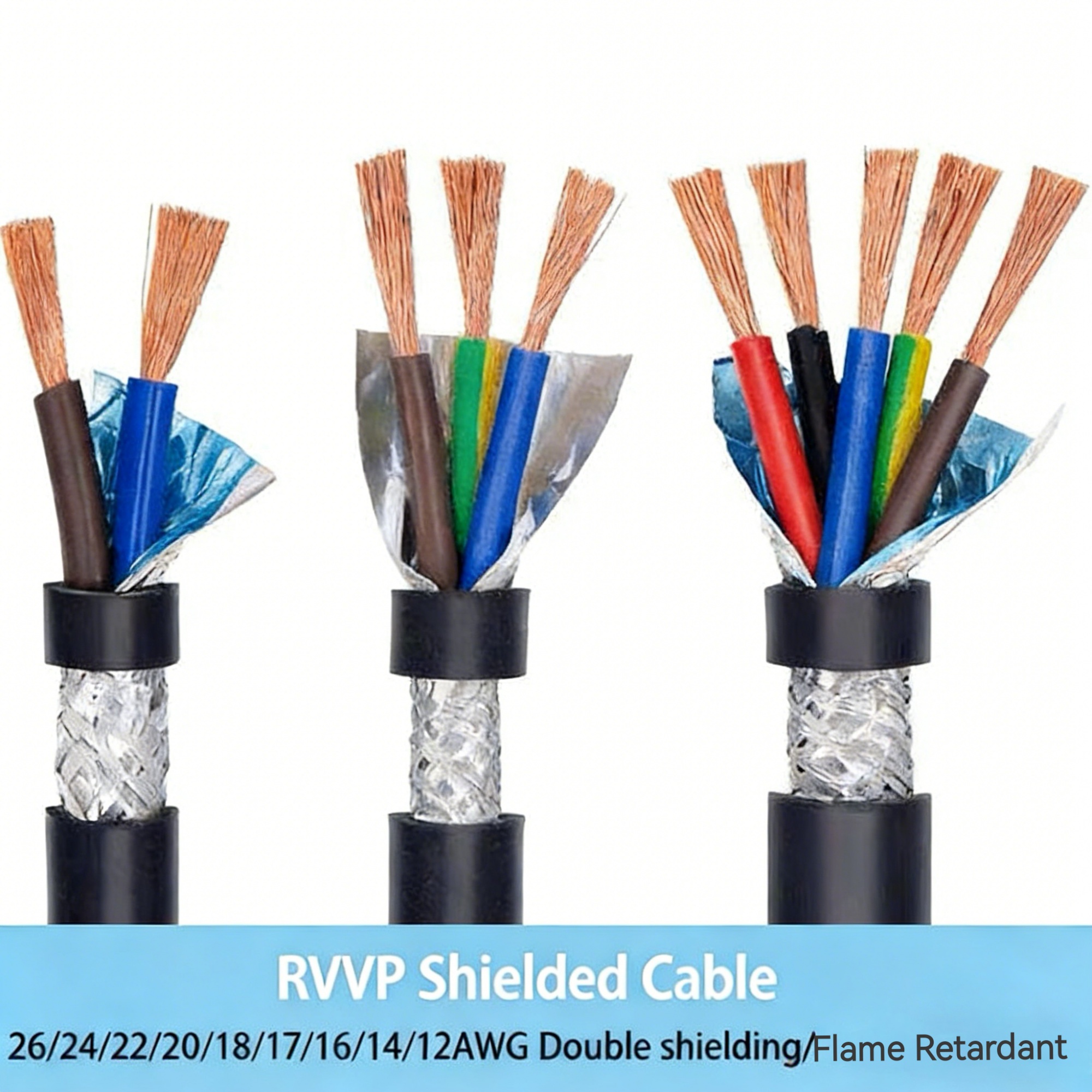 RVVP Shielded Flexible 2 3 4 5 6 Core Pvc Insulated Sheathed Cable Flexible Electric Wire