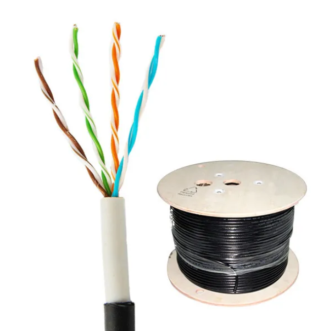 Outdoor Cat5e UTP 8Core Twisted Pair External Double PVC+ PE Jacket  Ethernet Network Cable