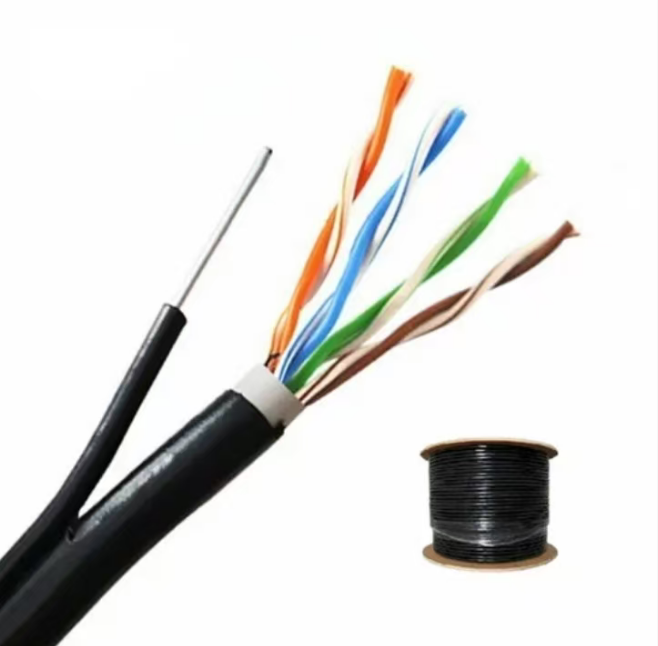  External Messenger Cat5e UTP  Lan Cable  Outdoor Double PVC+ PE Jacket 