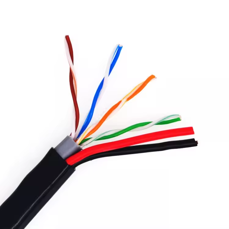 Outdoor PVC+PE Double Jacket Network Cable 4Pair UTP Cat5e+ 2Core Power Cable 