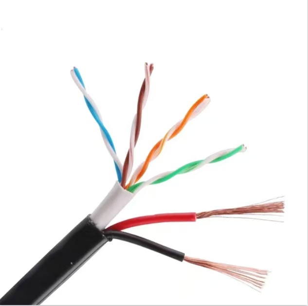Outdoor PVC+PE Double Jacket Network Cable 4Pair UTP Cat5e+ 2Core Power Cable 