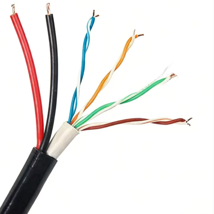 Outdoor PVC+PE Double Jacket Network Cable 4Pair UTP Cat5e+ 2Core Power Cable 