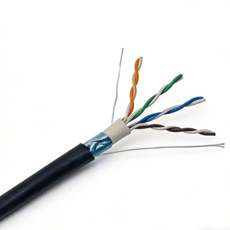 Waterproof Outdoor CAT5E FTP 24AWG CU/CCA External Double PVC+PE Jacket Ethernet Cable