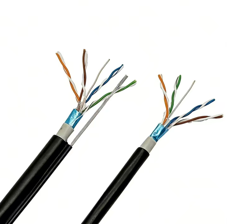 Outdoor FTP CAT5E External PVC+PE Double Jacket with Messenger Data Cable