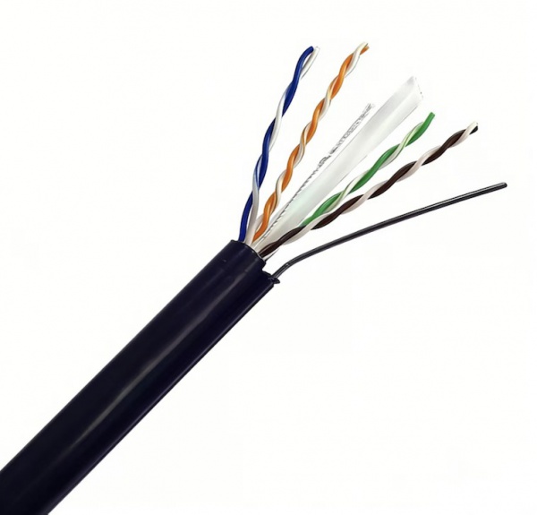 Outdoor Aerial UTP CAT6 Lan Cable With Steel Messenger Single Jacket Network Cable