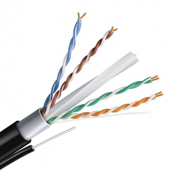 Aerial UTP Cat6 Copper Double Jacket Steel Messenger 23awg 4 Pairs Solid UV Resistant UTP Outdoor Ethernet Cable