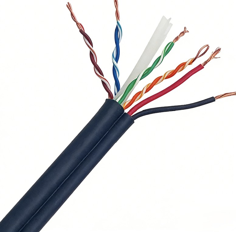 Indoor UTP Cat6 Data Cable With 2Core Power Cable Copper Camera Cable All-in-One Solution for Surveillance IoT Systems