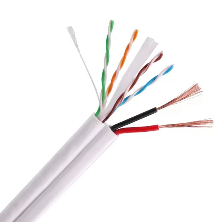 Indoor UTP Cat6 Data Cable With 2Core Power Cable Copper Camera Cable All-in-One Solution for Surveillance IoT Systems
