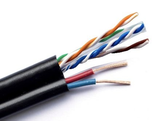 Outdoor Single PE Jacket CAT6 UTP Cable Lan Cable With 2DC Power Wire Power Electric Wire For CCTV Camera Security System