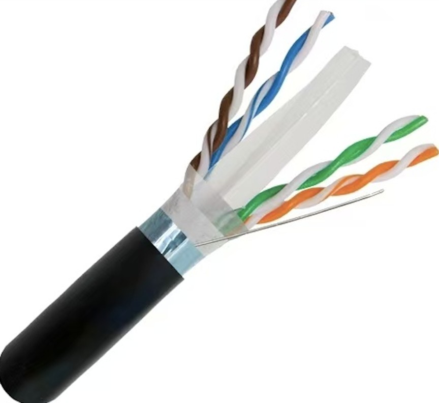 Waterproof Outdoor Double Jacket Cat6 Shielded Foil Twisted 4Pair Ethernet Cable 1000ft/drum