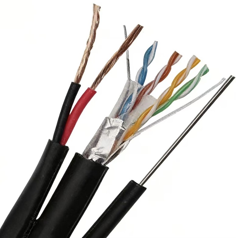 External Self-support Messenger Cat6 FTP with 2*0.75mm2 Power Network Cable 305m/drum