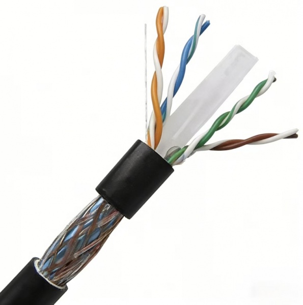 Outdoor Cat6 SFTP 23AWG Copper Data Cable Single PE Jacket 500m/drum