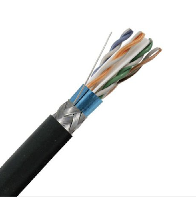 Outdoor Cat6 SFTP 23AWG Copper Data Cable Single PE Jacket 500m/drum