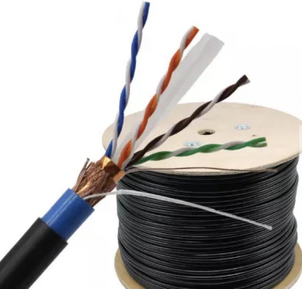Outdoor PVC+PE Double Jacket Cat6 SFTP 0.58mm Copper Ethernet Cable  305m/drum