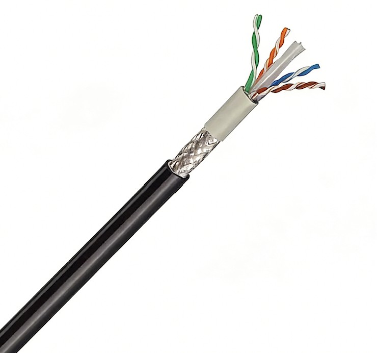 Outdoor PVC+PE Double Jacket Cat6 SFTP 0.58mm Copper Ethernet Cable  305m/drum