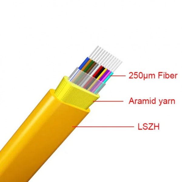 Indoor Fiber cables Flat Ribbon type LSZH 2.5*5.0mm Aramid Yarn Single mode cable fibra óptica