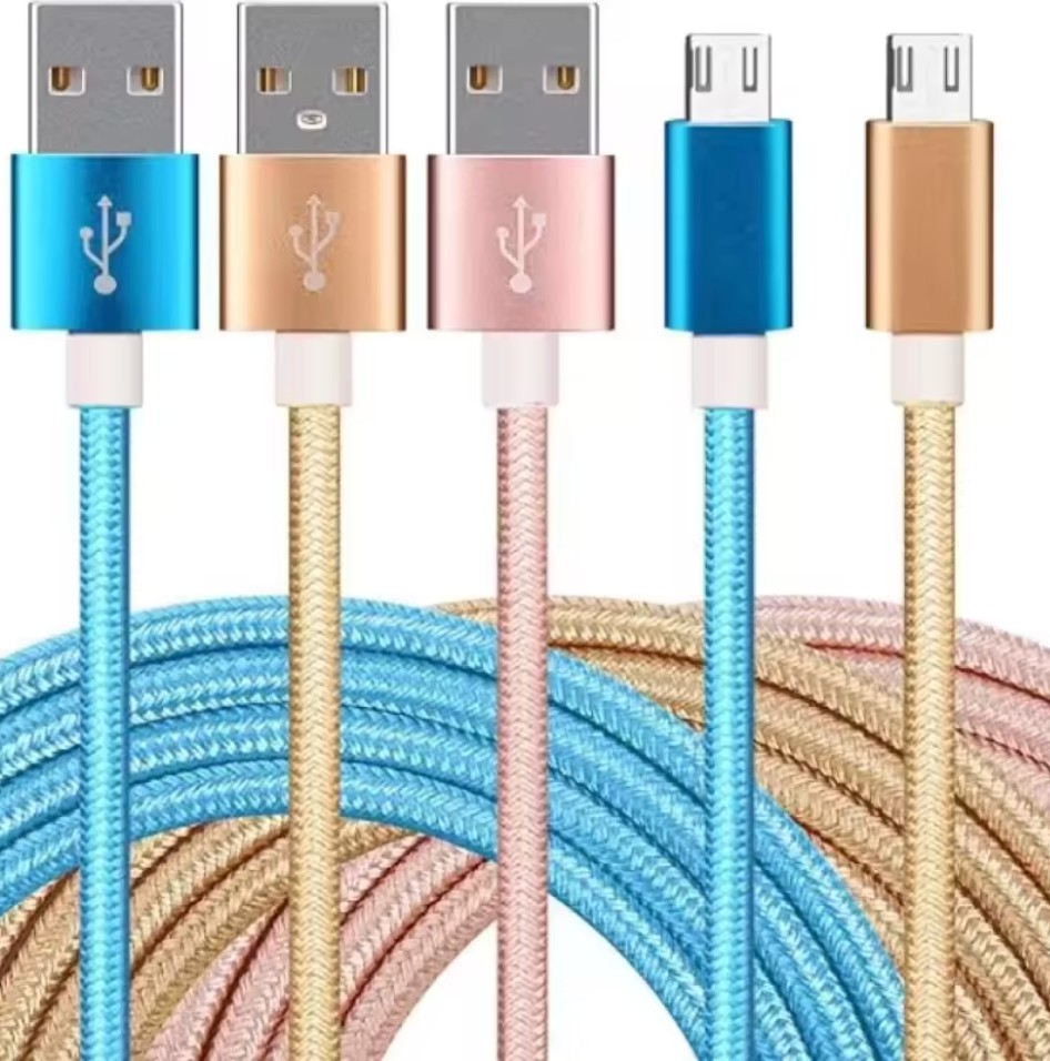 1m 2m 3m Pure Copper Nylon Micro USB Cable Fast Charging Data Cable for Mobile Phone & Computer