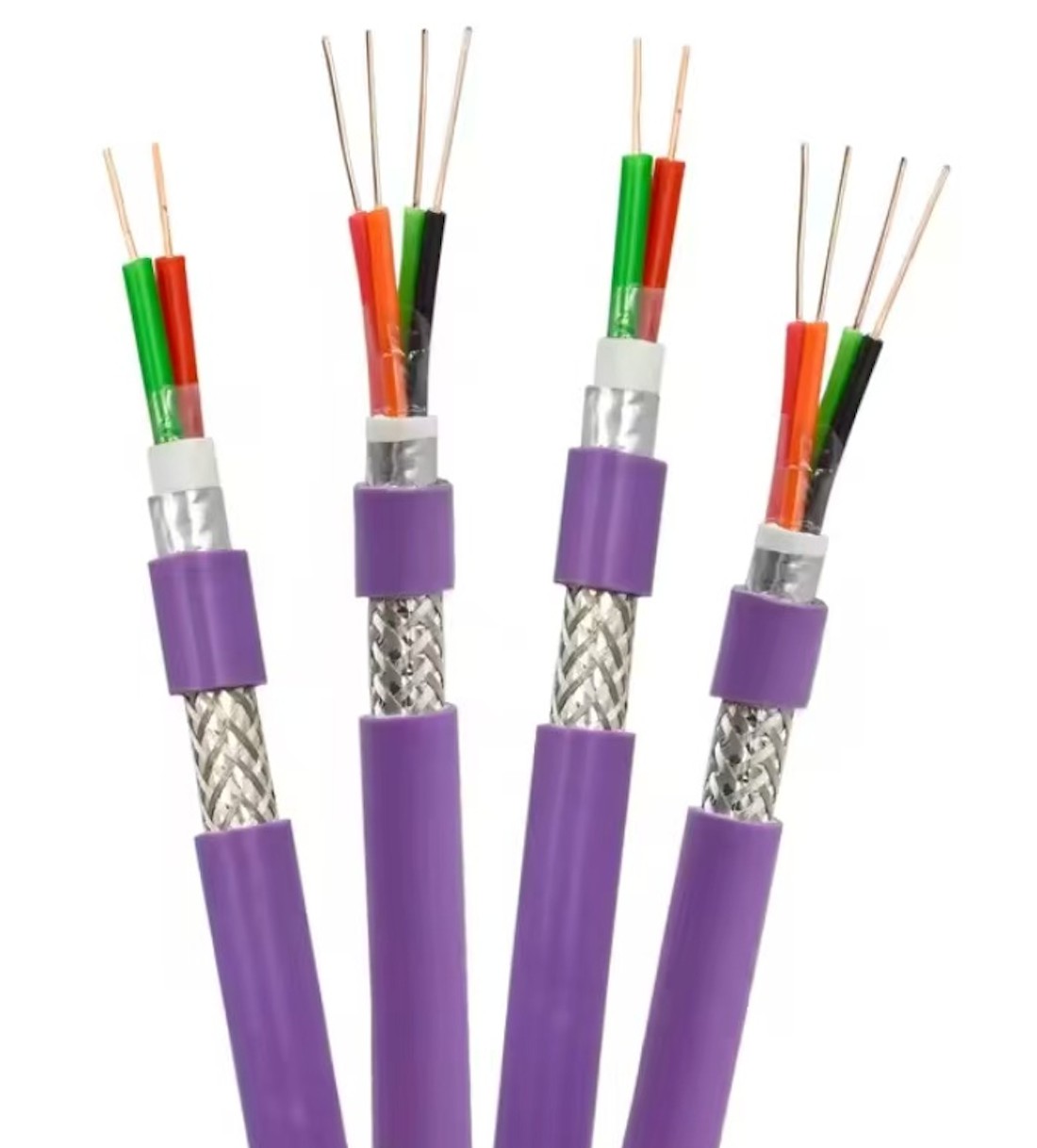 2Core 24AWG Purple Shielded Profibus 2C 0.25mm Bus Cable Flexible Data Bus Electrical Field Communication Cable