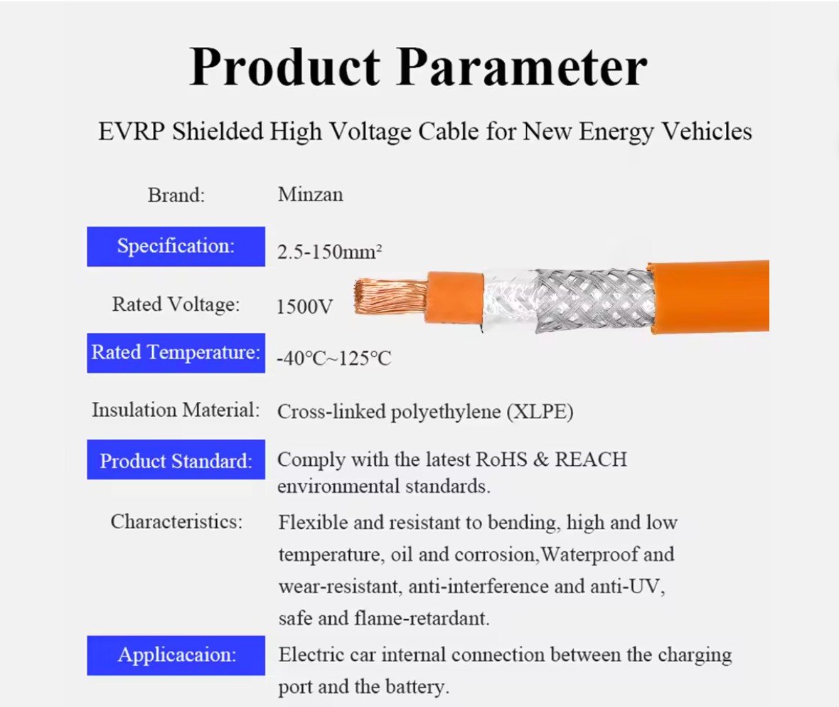 XLPE Insulated Shielded Vehicle Charging Wire 4 Awg 50mm 95mm 35mm Cable De Connexion De Batterie Car Battery Wiring Cable