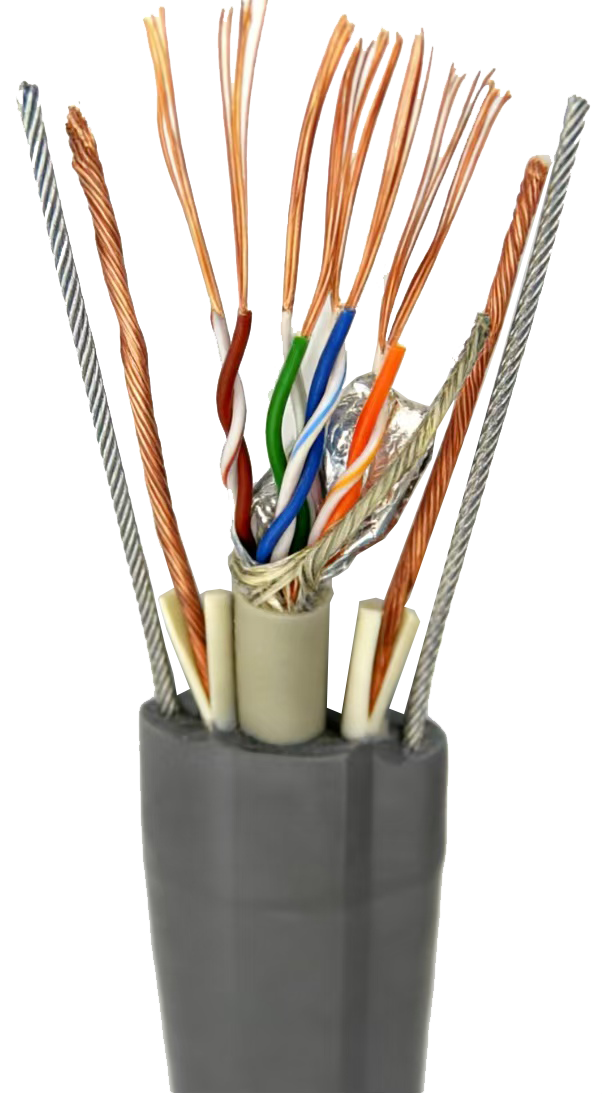 CAT5E CAT6 Flat Traveling Elevator Cable with Power Wire Copper Conductor with PVC Insulation 300V Low Voltage