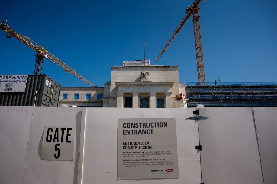 Trump, Wearing a Hard Hat, Visits the Fed Renovation Site