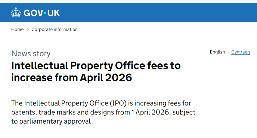 UK Intellectual Property Office Announces Official Fee Adjustment: Average 25% Increase Effective April 2026