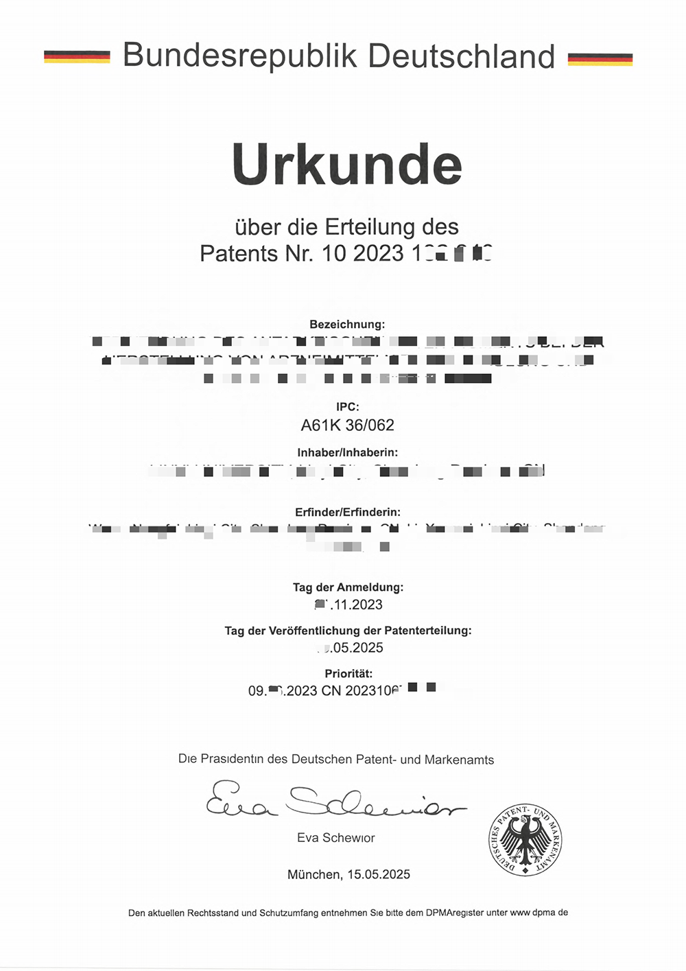 German Invention Certificate