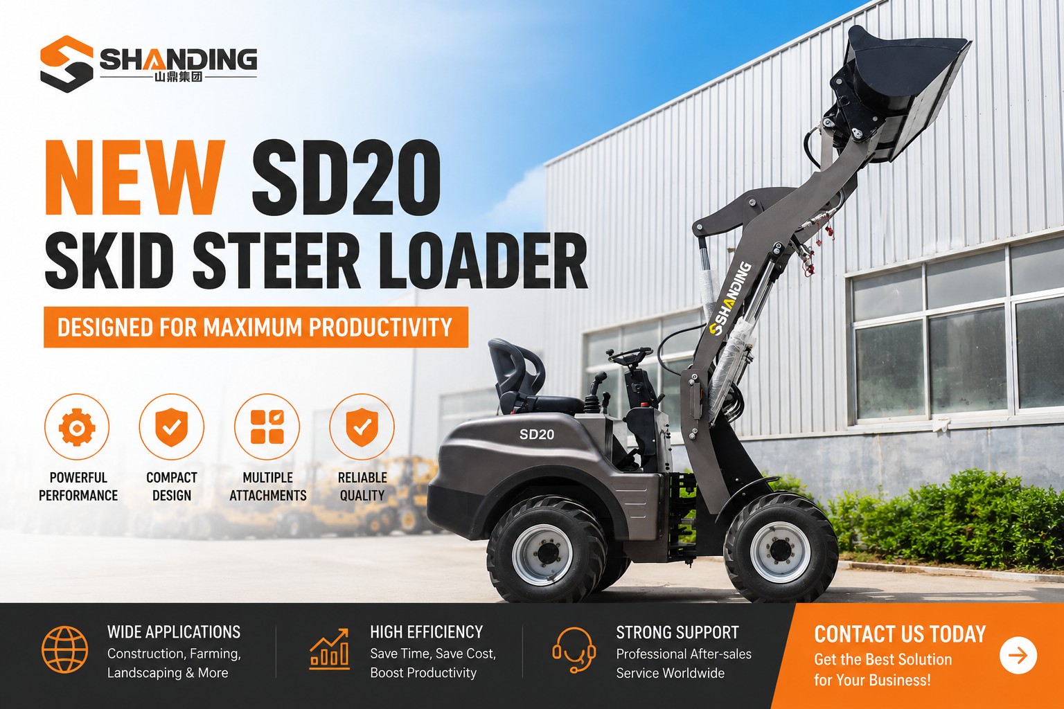 New SD20 Skid Steer Loader Designed for Maximum Productivity