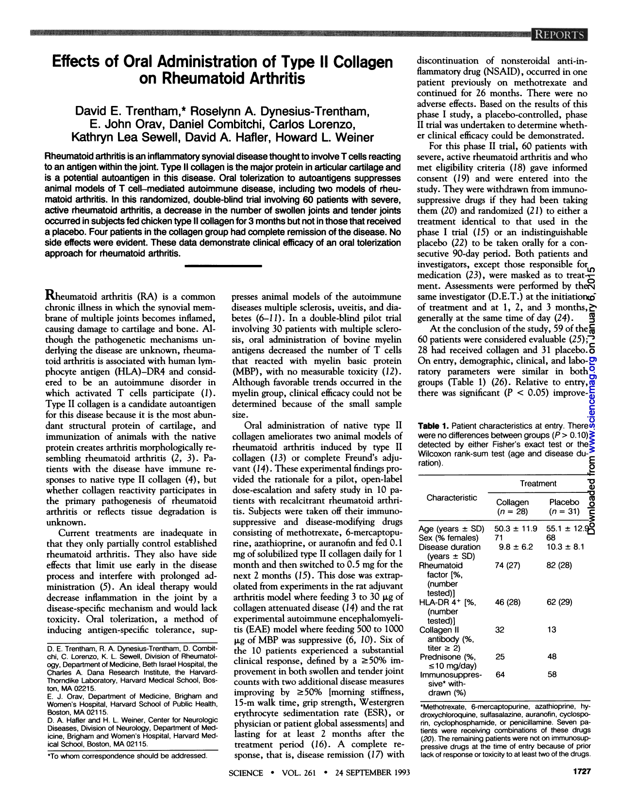 Harvard Medical School Experimental Study