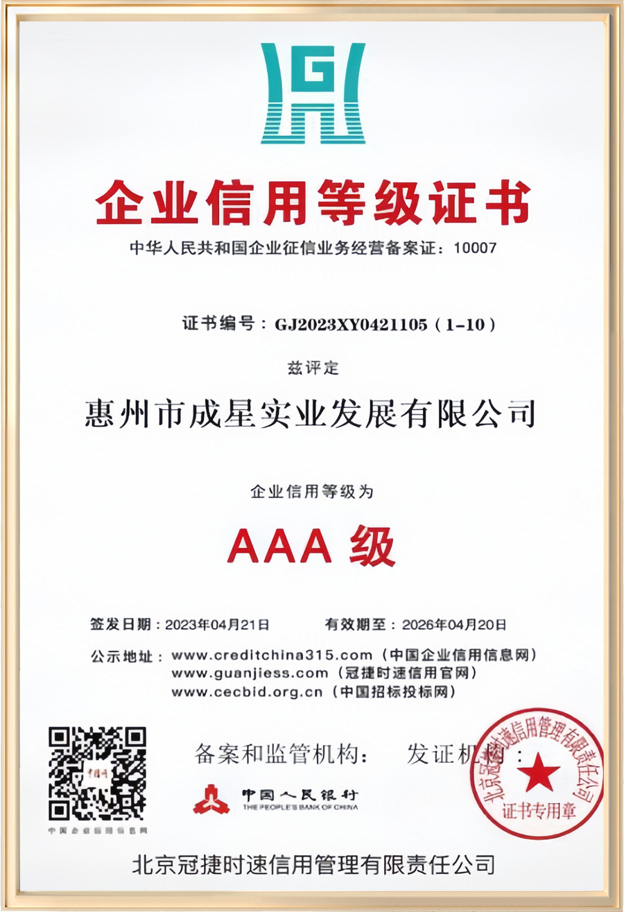 企业信用等级证书