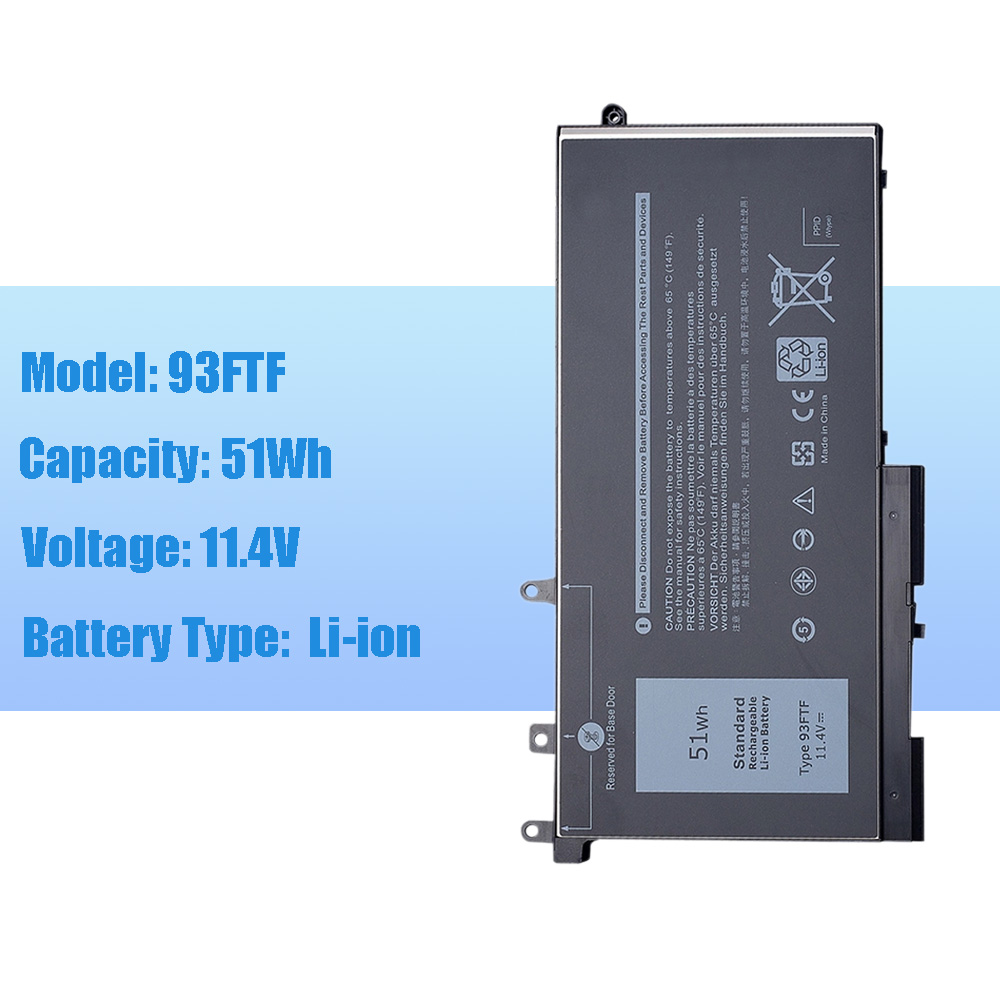 51Wh Type 93FTF Battery for Dell Latitude 5580 5480 5280 5590 5490 5491 5290 5288 5488 5495 5591 E5580 E5480 E5280 E5590 E5490 E5290 E5591 E5491 Precision 15 3520 3530 D4CMT 83XPC 4YFVG 11.4V
